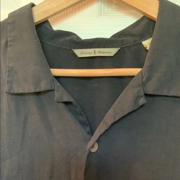 Men's Tommy Bahama Black 100% Silk Shirt Subtle Tropical Fabric Texture XXL - Picture 3 of 5
